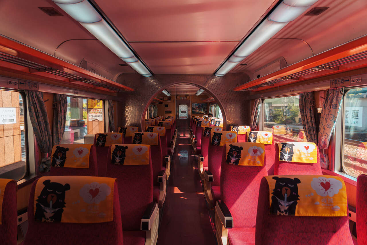 The interior of a train in Taiwan.