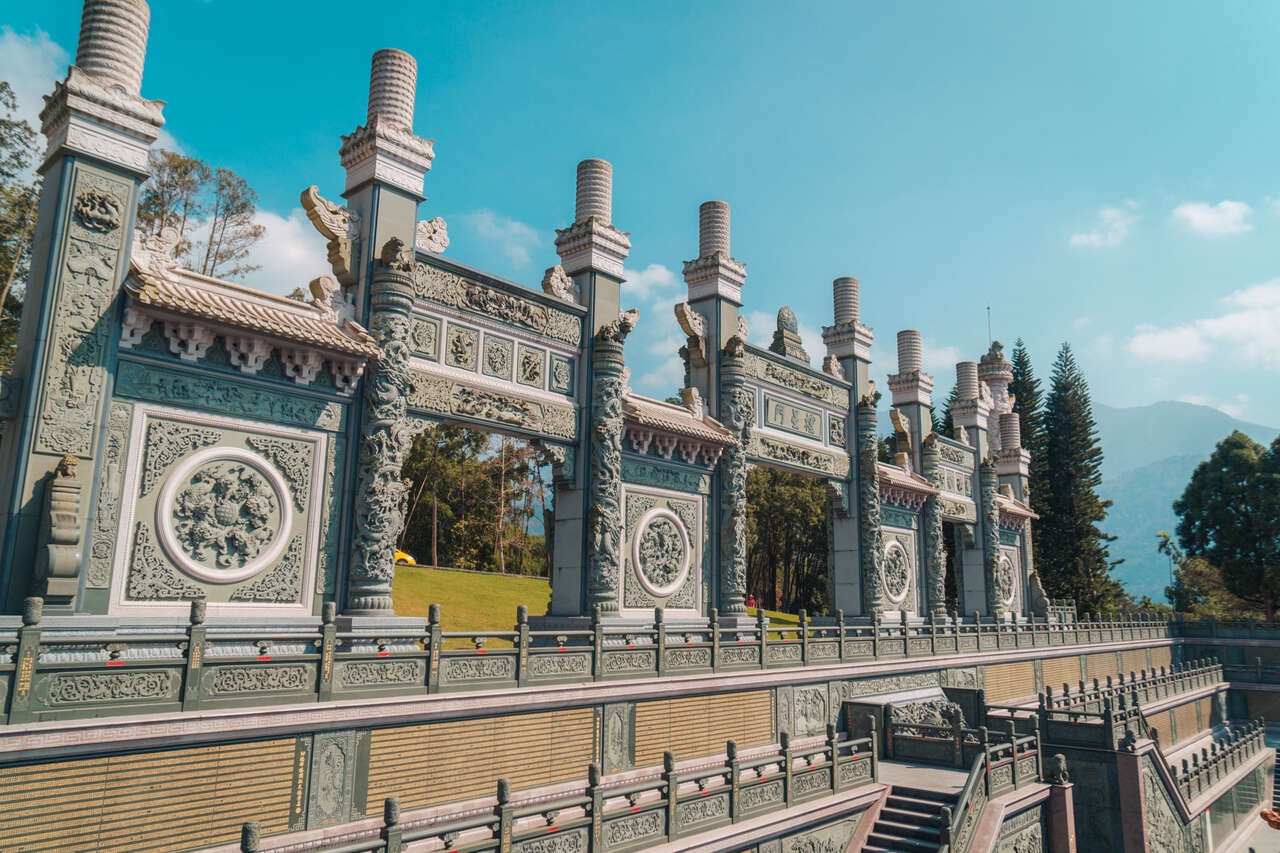 The Marble Pillar behind Wenwu Temple at Sun Moon Lake in Taiwan.