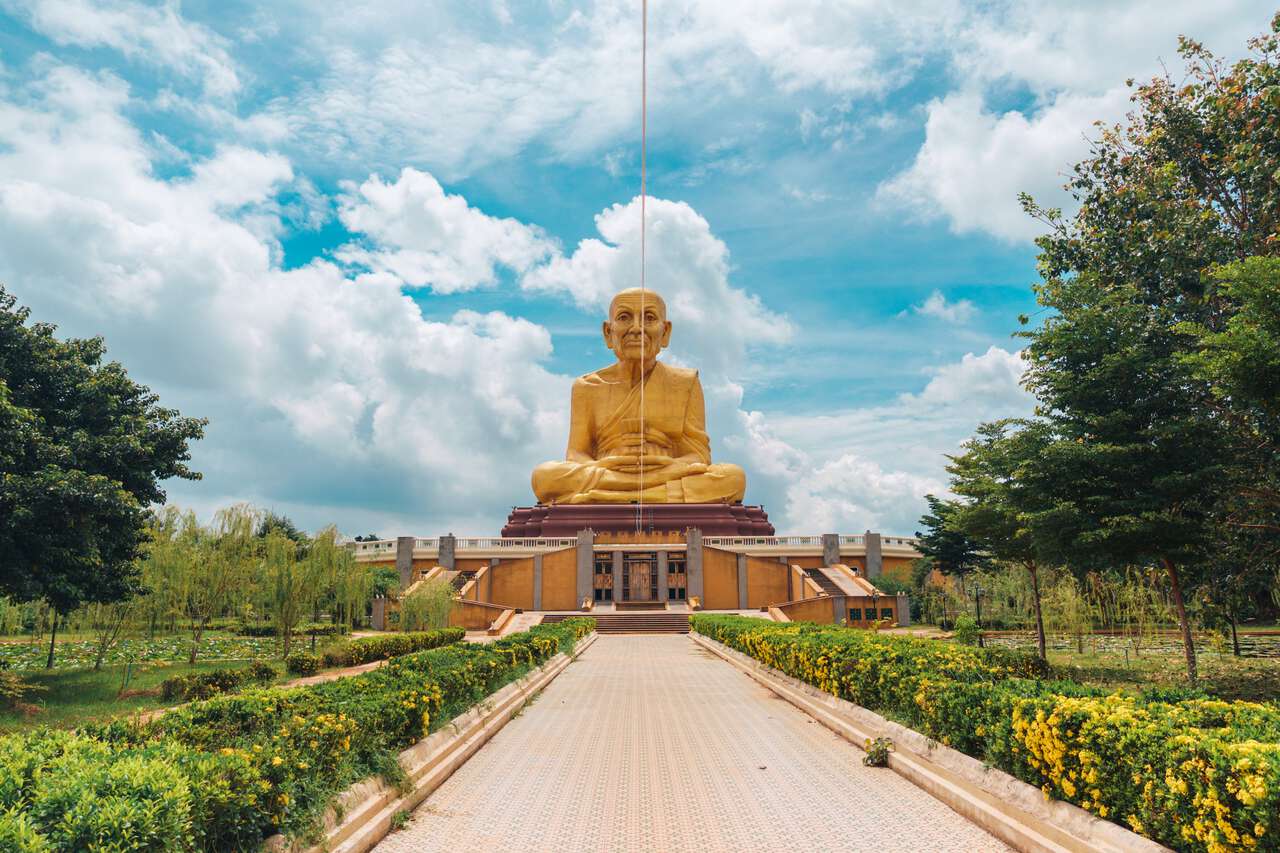 Luong Phor Tuad monk statue at Maharat Buddhist Park in Ayutthaya