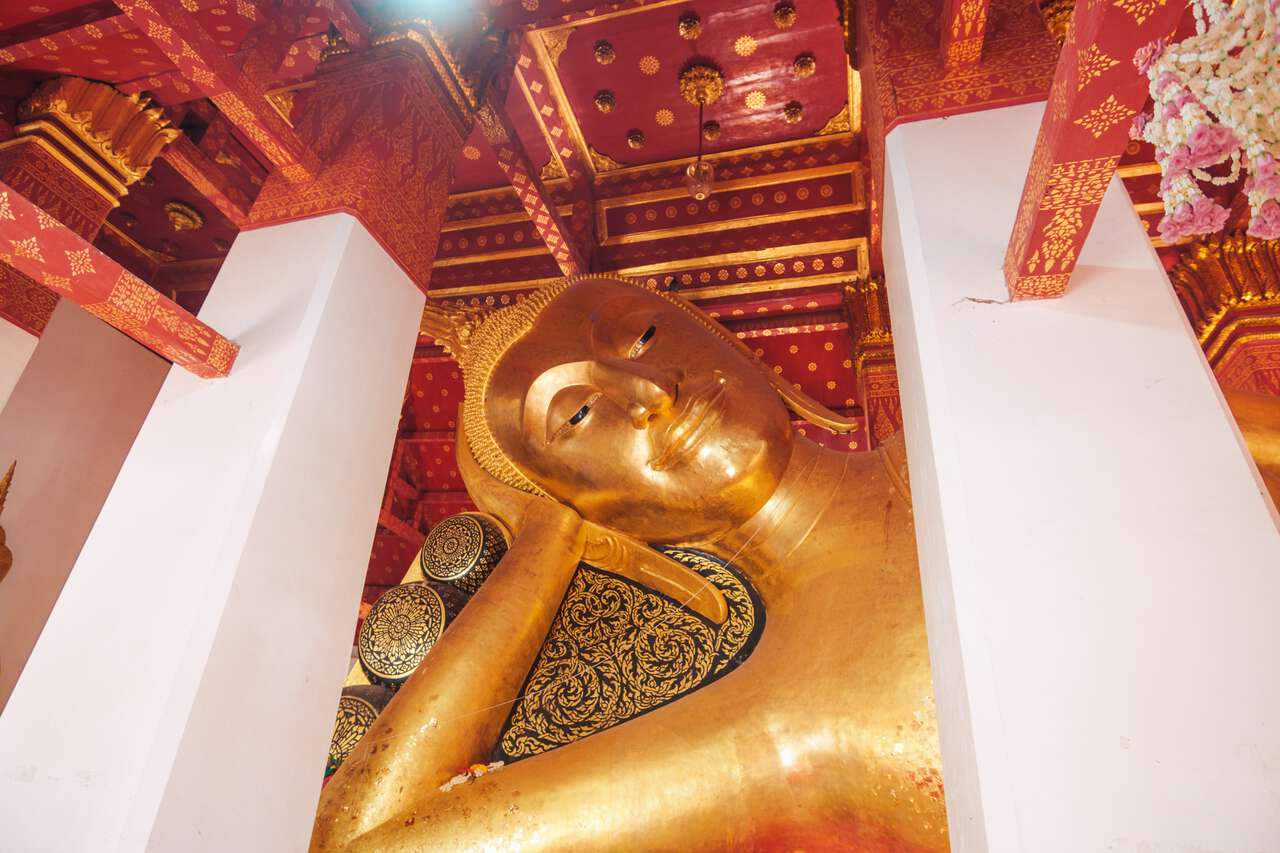 The Revered Reclining Buddha Image at Wat Pa Mok Worawihan in Ang Thong