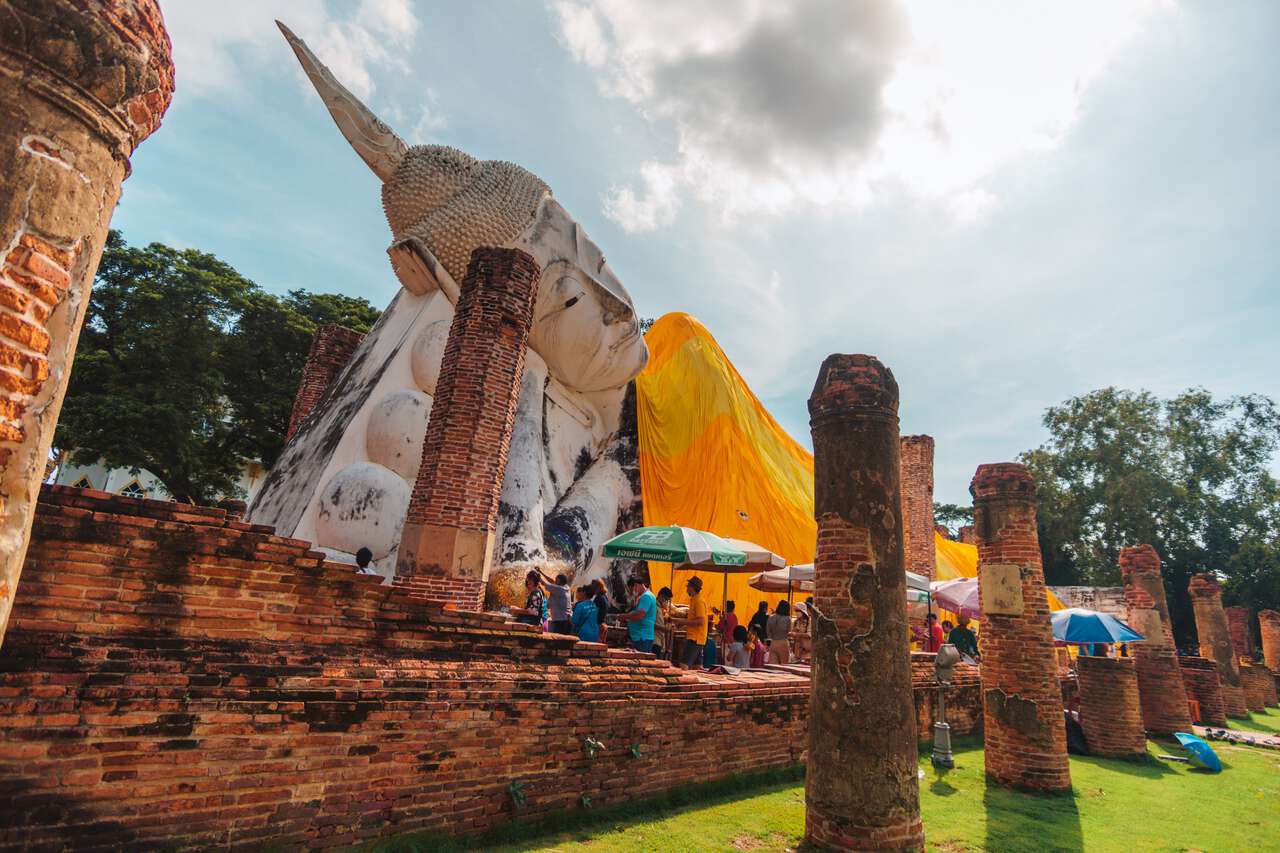 The ruins around the reclining Buddha at Wat Khun Inthapramun in Ang Thong