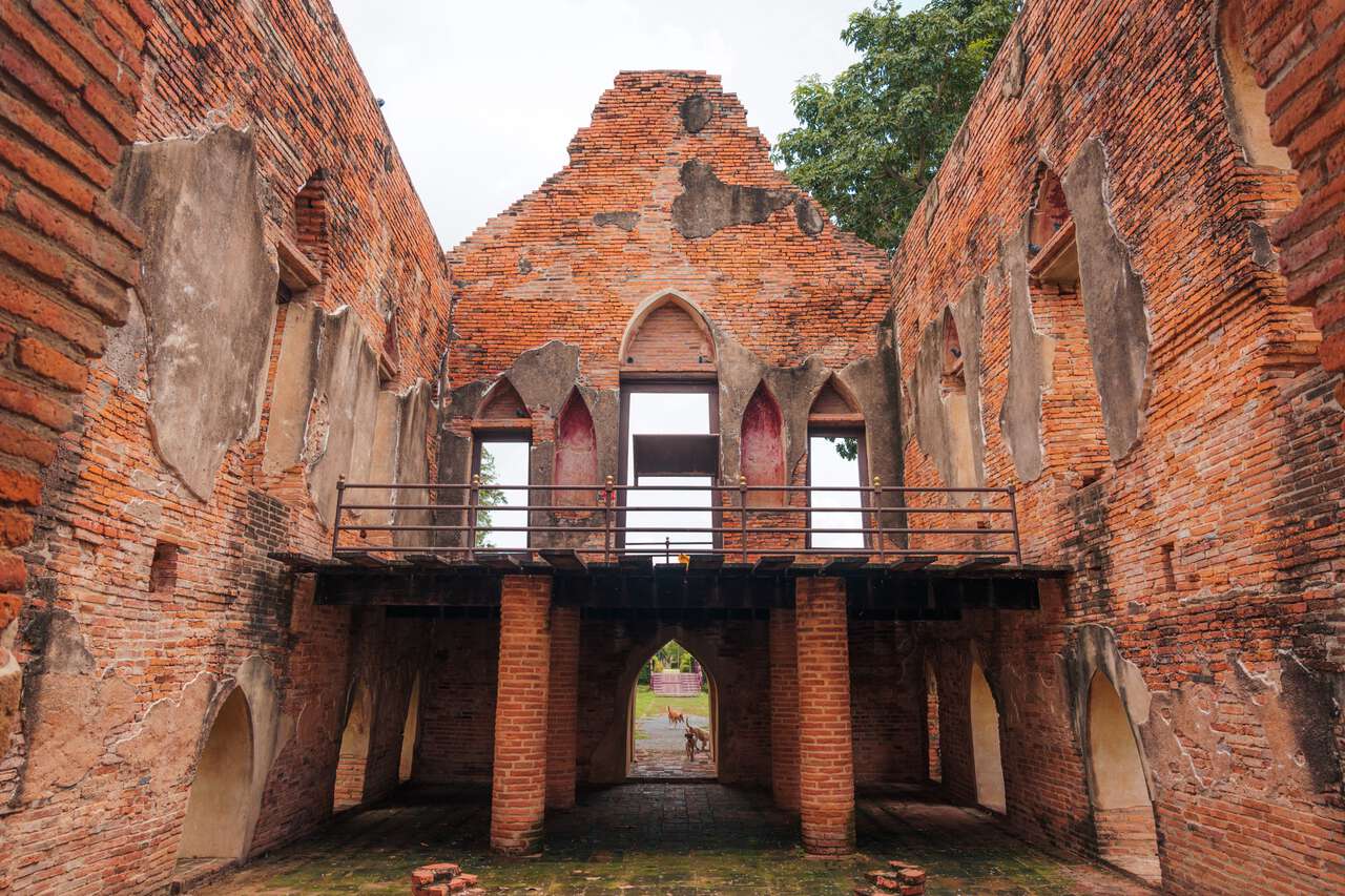 The interior of Phra Tamnak Kham Yat Ruin in Ang Thong