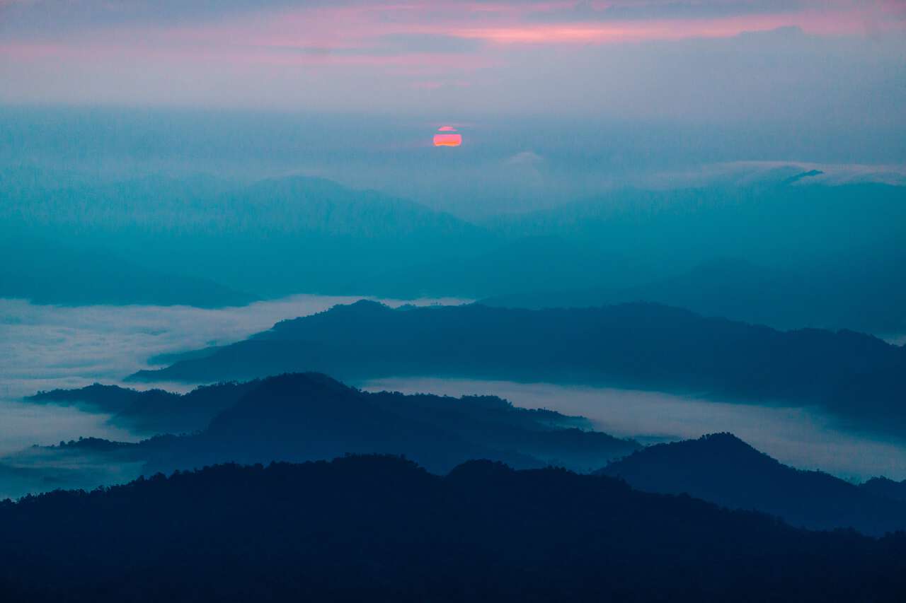 The sunrise seen from Phu Chi Fa in Chiang Rai
