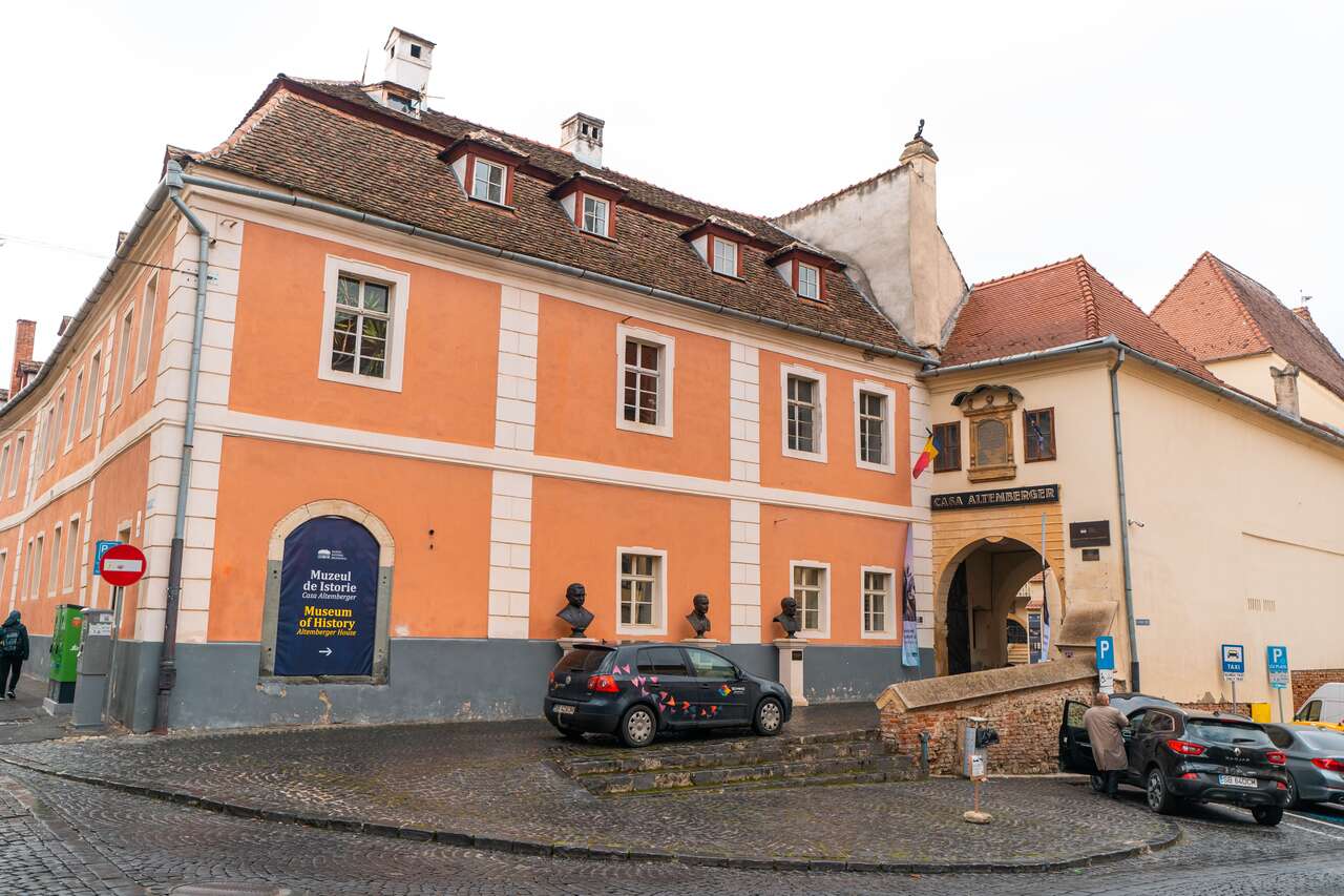 Panoramic view of Sibiu central square in Transylvania, Romania