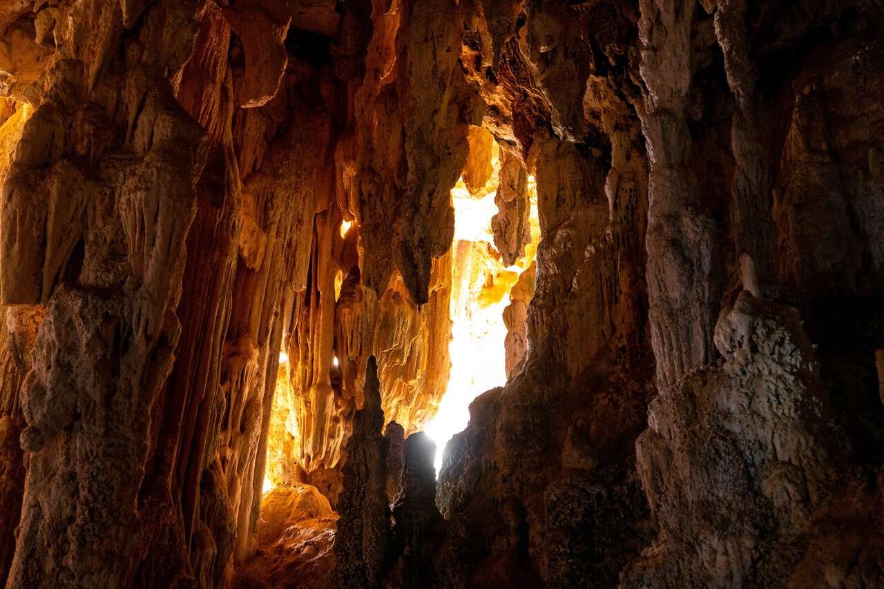 Rock formations inside a cave