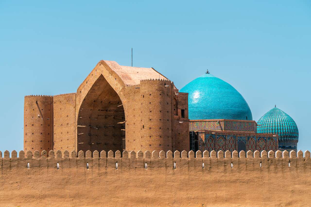 Mausoleum of Khoja Ahmed Yasawi in Turkestan from afar