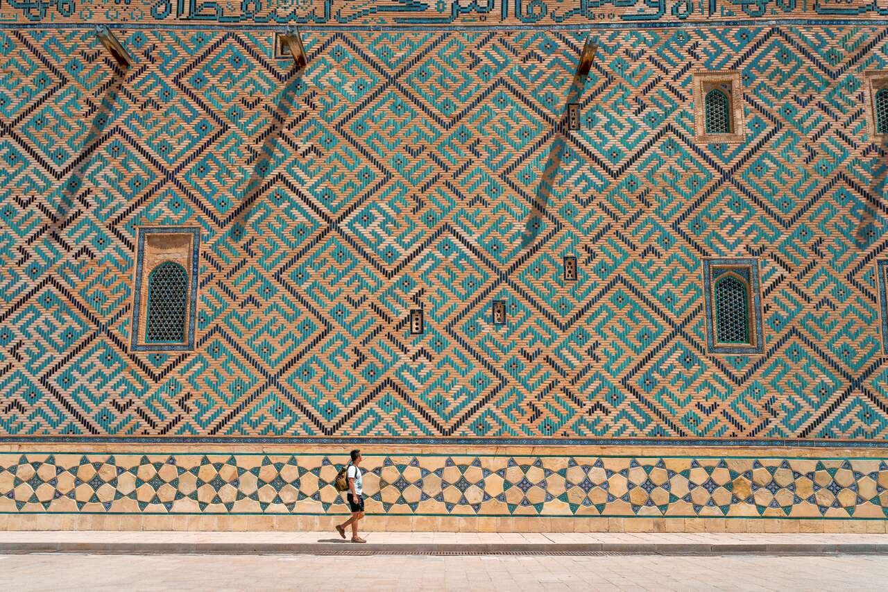 The wall of Mausoleum of Khoja Ahmed Yasawi in Turkestan