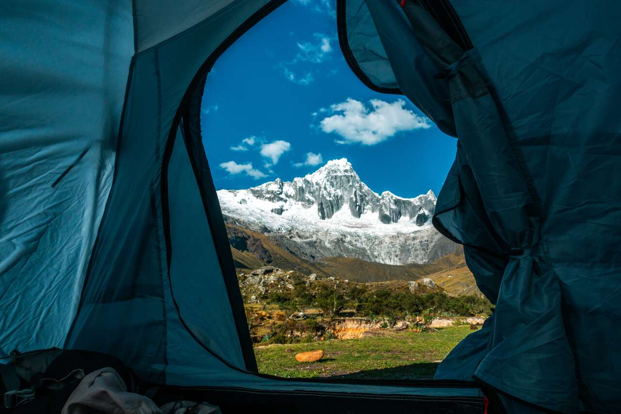 A view from a tent along Santa Cruz trail