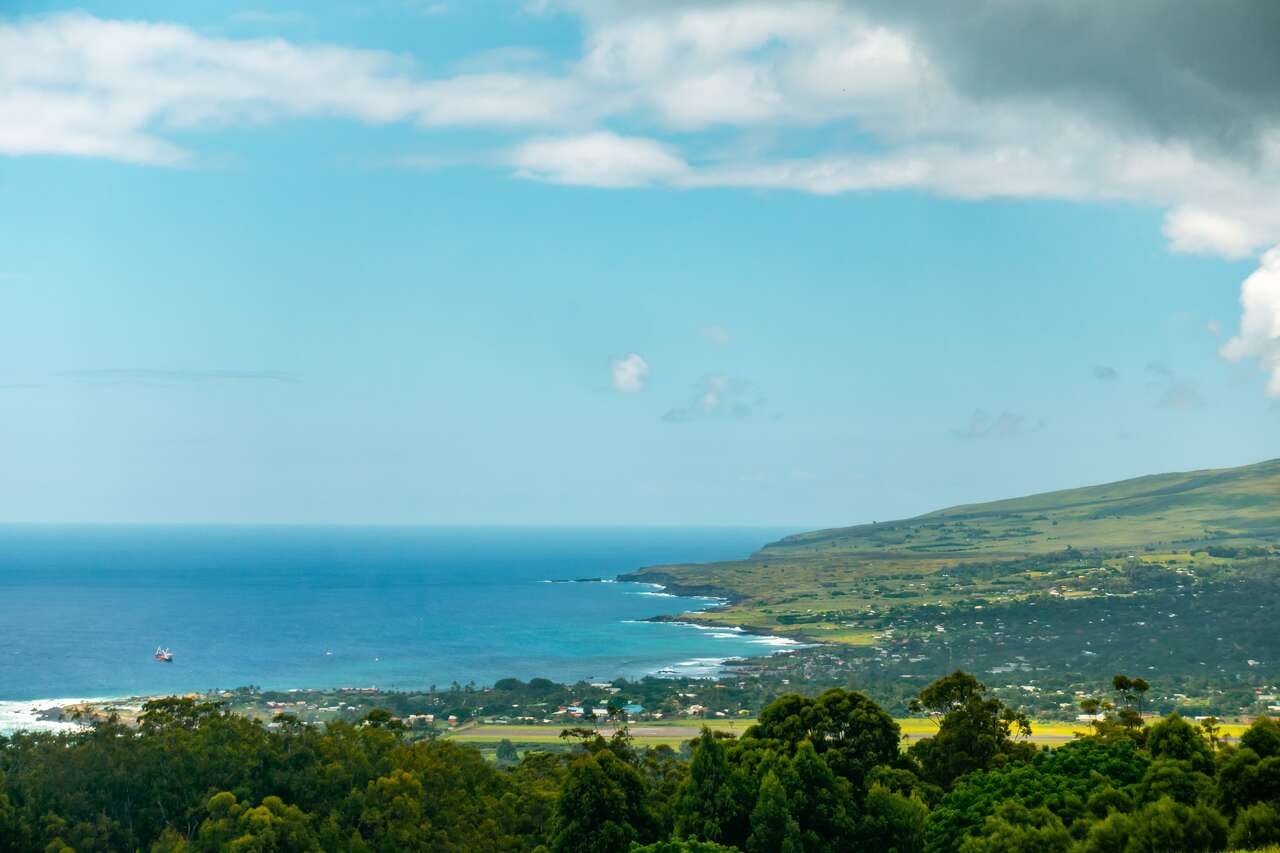 Hanga Roa seen from above on Easter Island