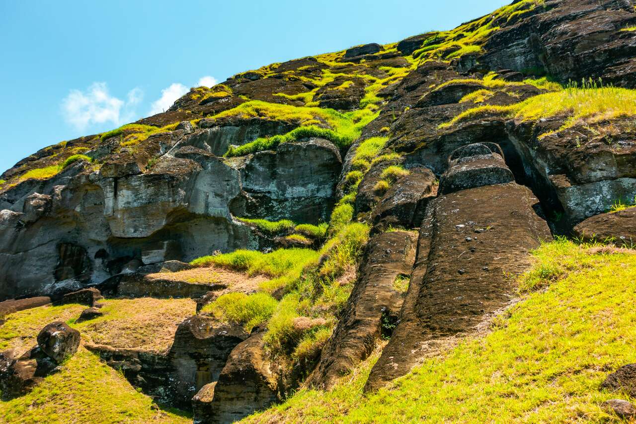 Carved statues at Rano Raraku