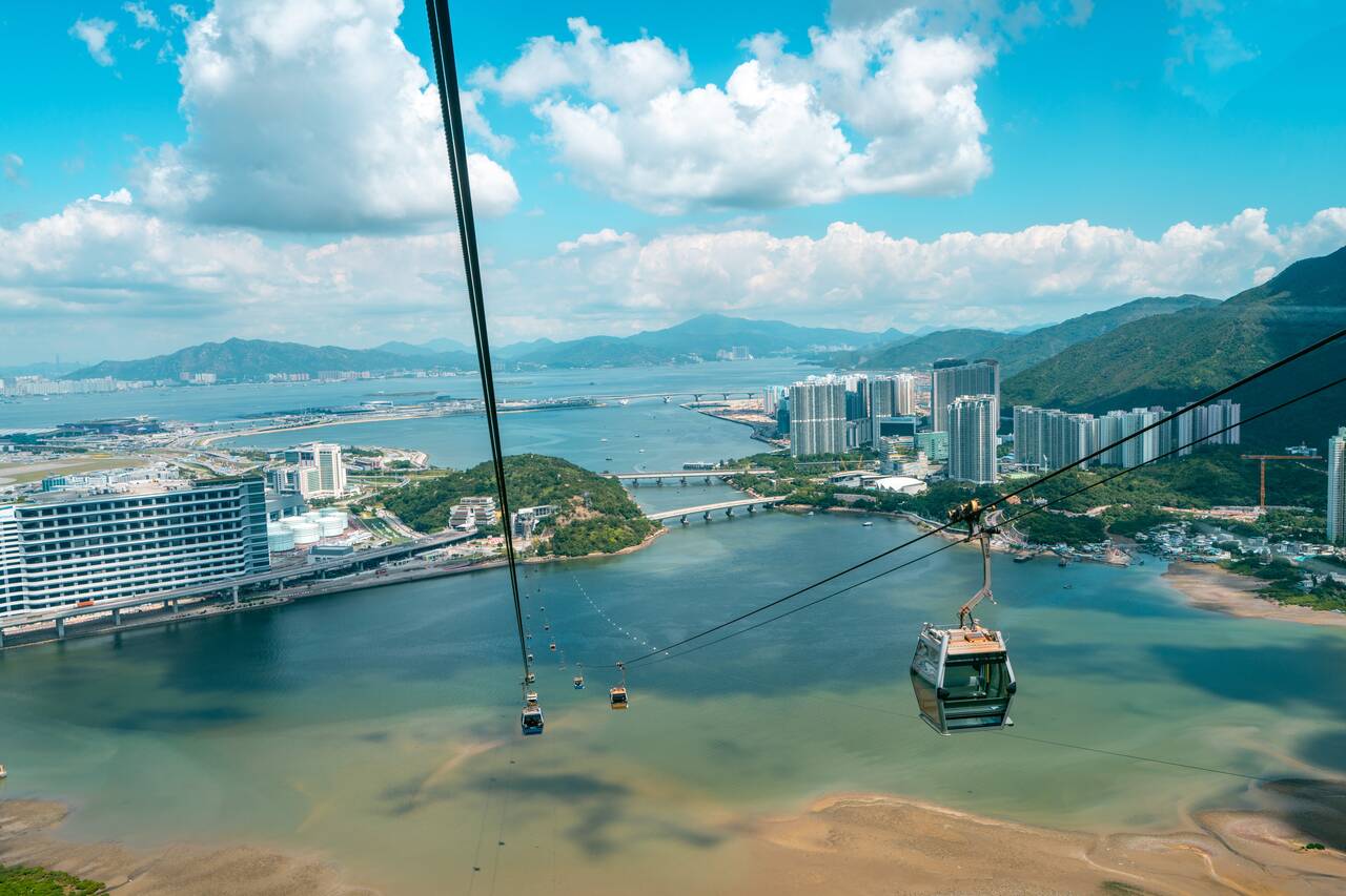 The view from the cable car to Tian Tan Buddha
