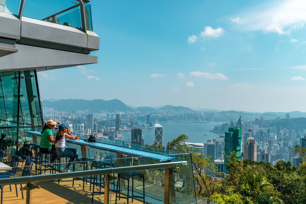 People sitting at a cafe at Victoria Peak