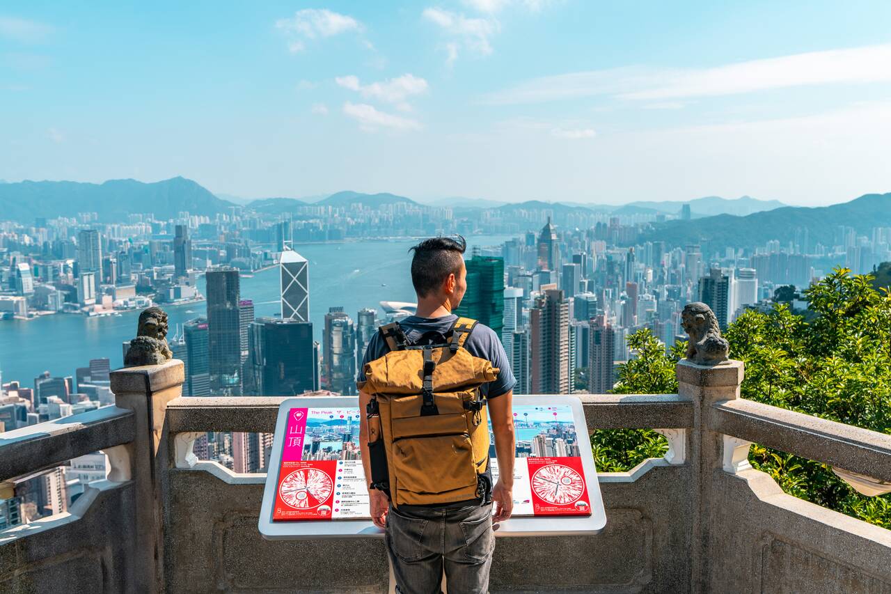 Me standing at the Lion Pavilion at Victoria Peak