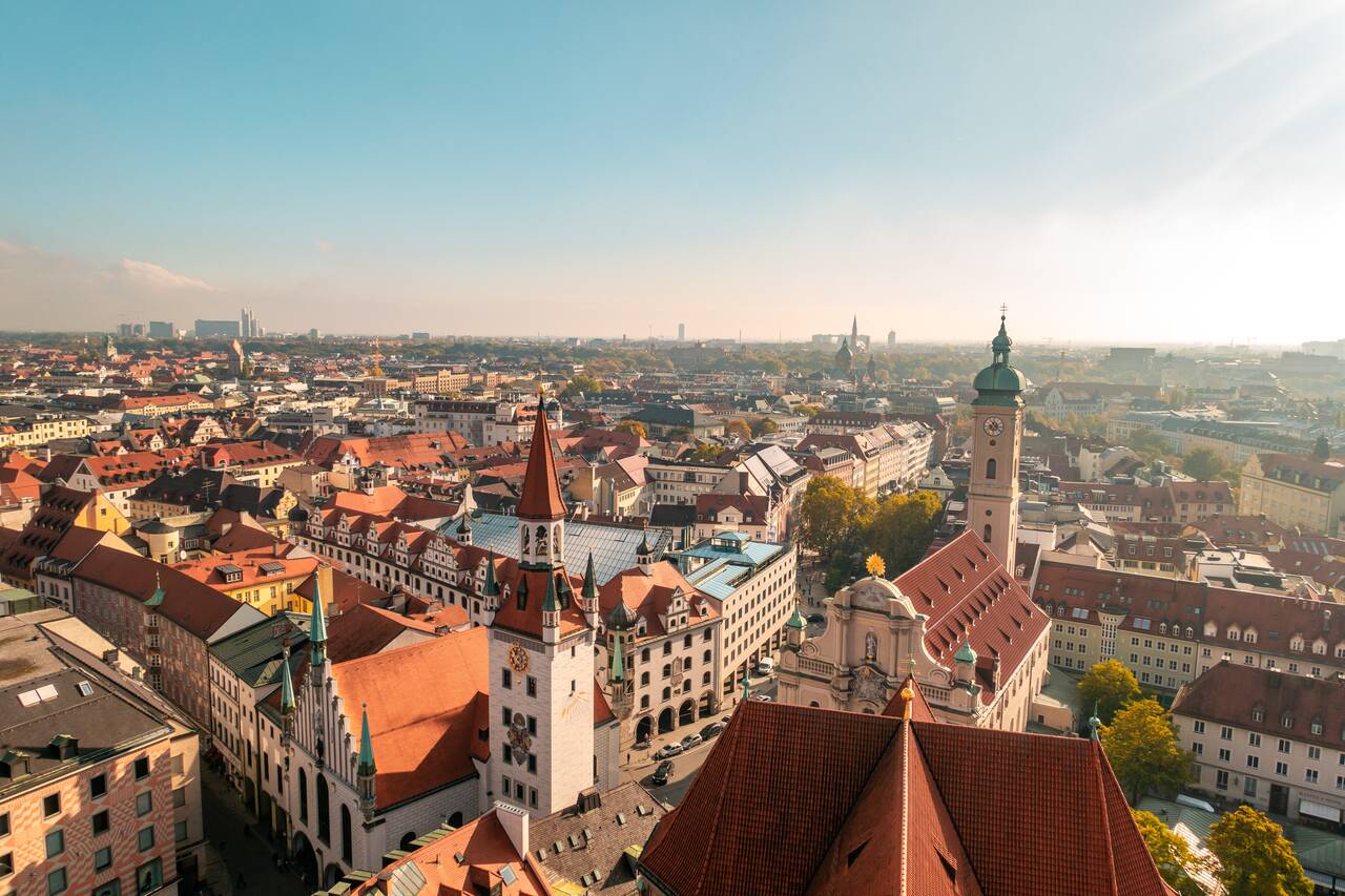 Munich skyline from the St. Peterโs Church's tower