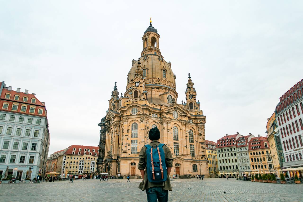 Me walking towards Frauenkirche Church