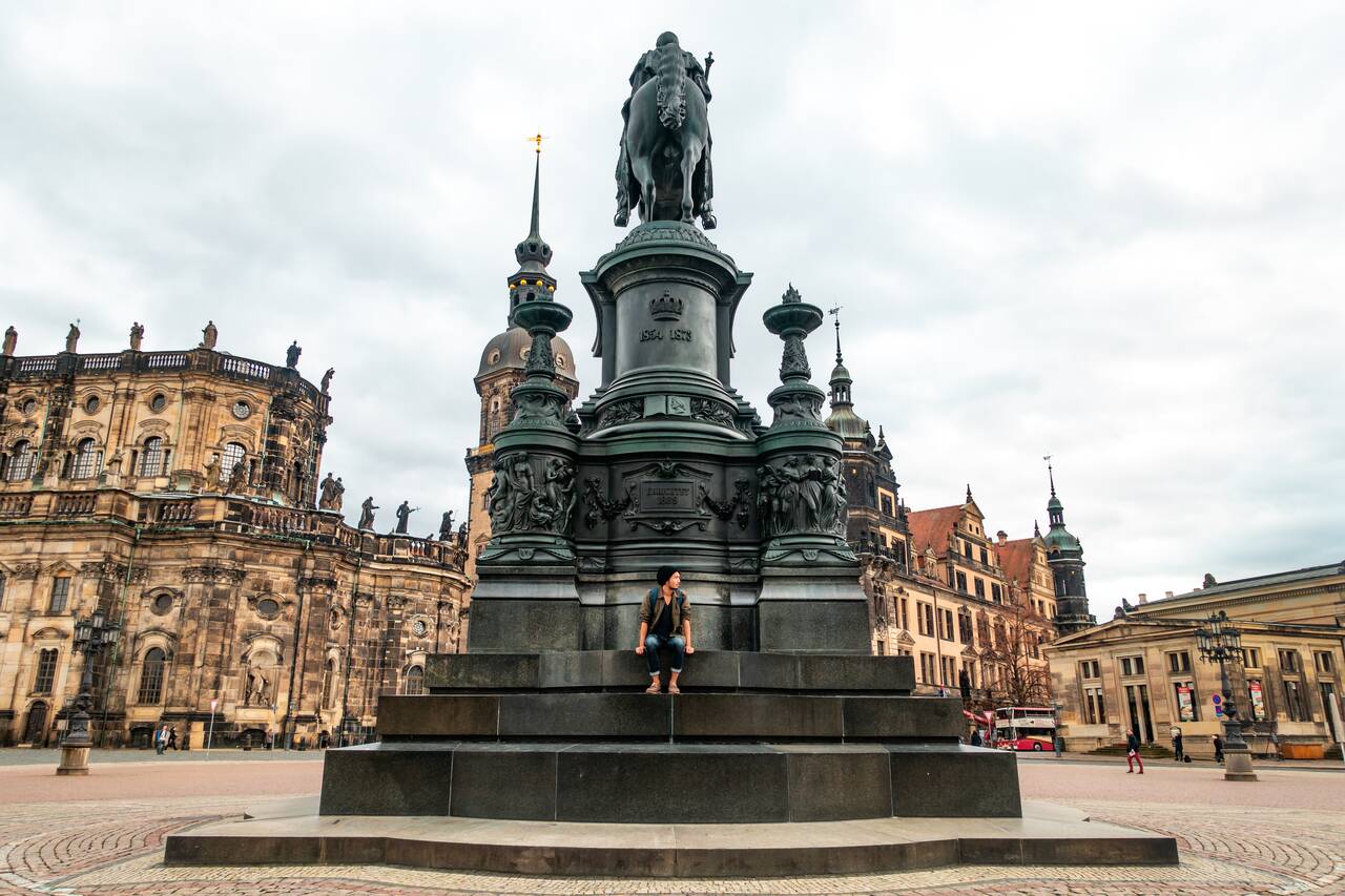 Me sitting at a monument in Dresden