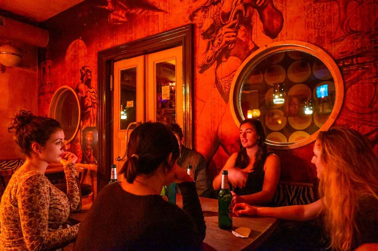 Me and my friends drinking at a bar in Dresden