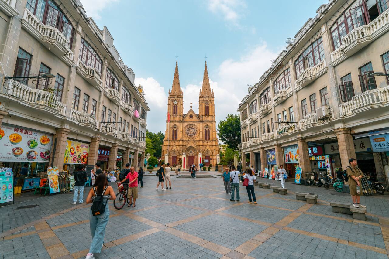People at Shishi Jesus Sacred Heart Cathedral
