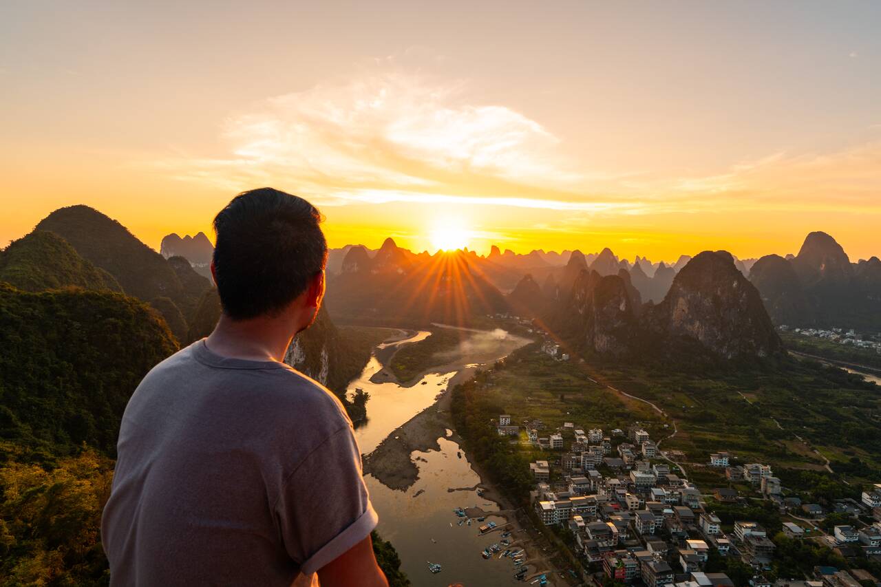 Me looking at sunset in Guilin