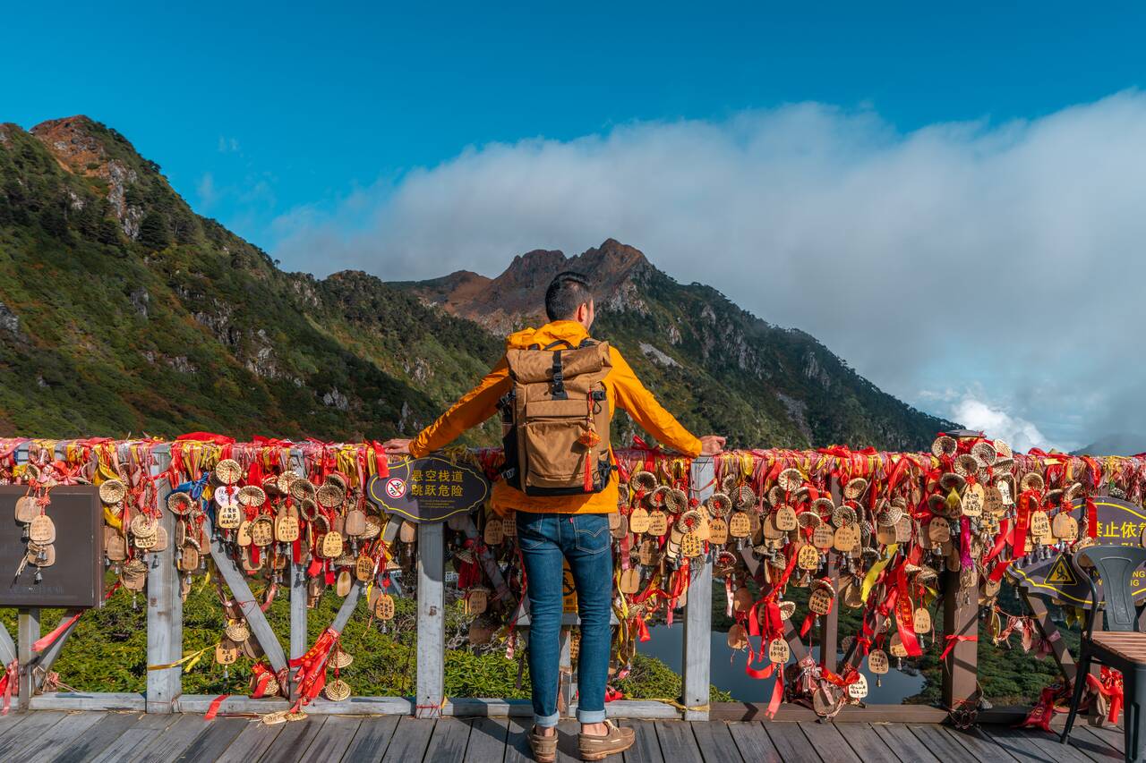 Me at the viewpoint at Cangshan Mountain