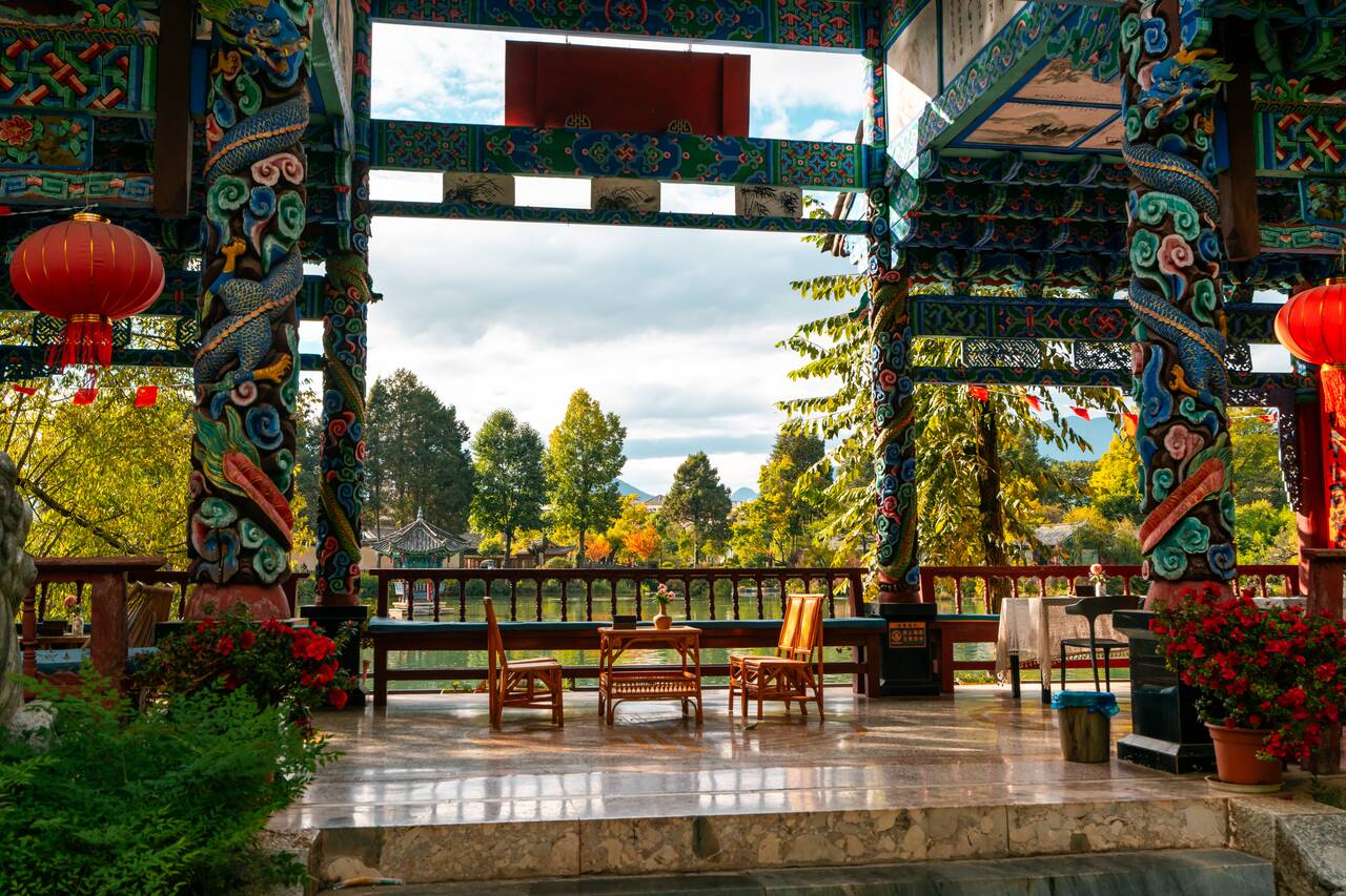 A pavilion at Black Dragon Pool Park