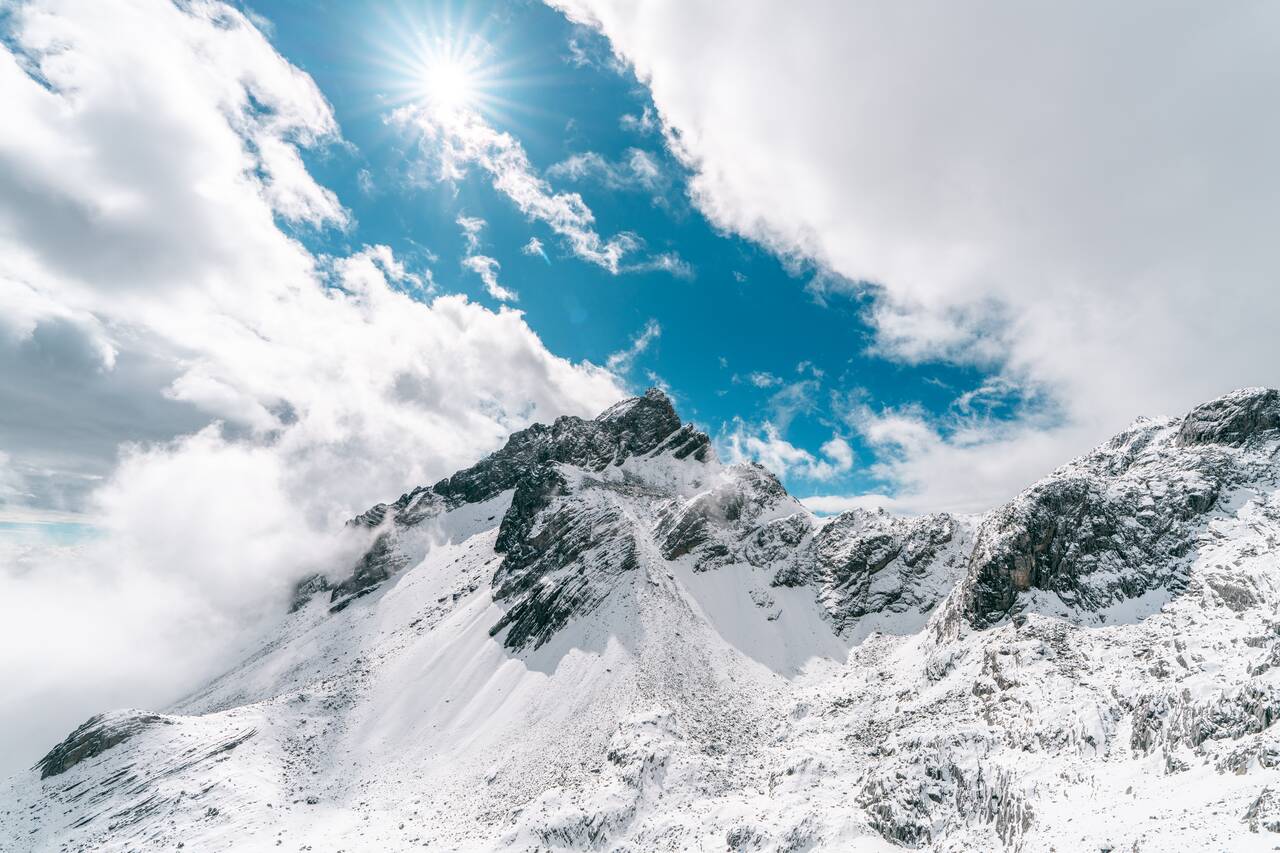Snow capped mountains at Yulong Snow Mountain
