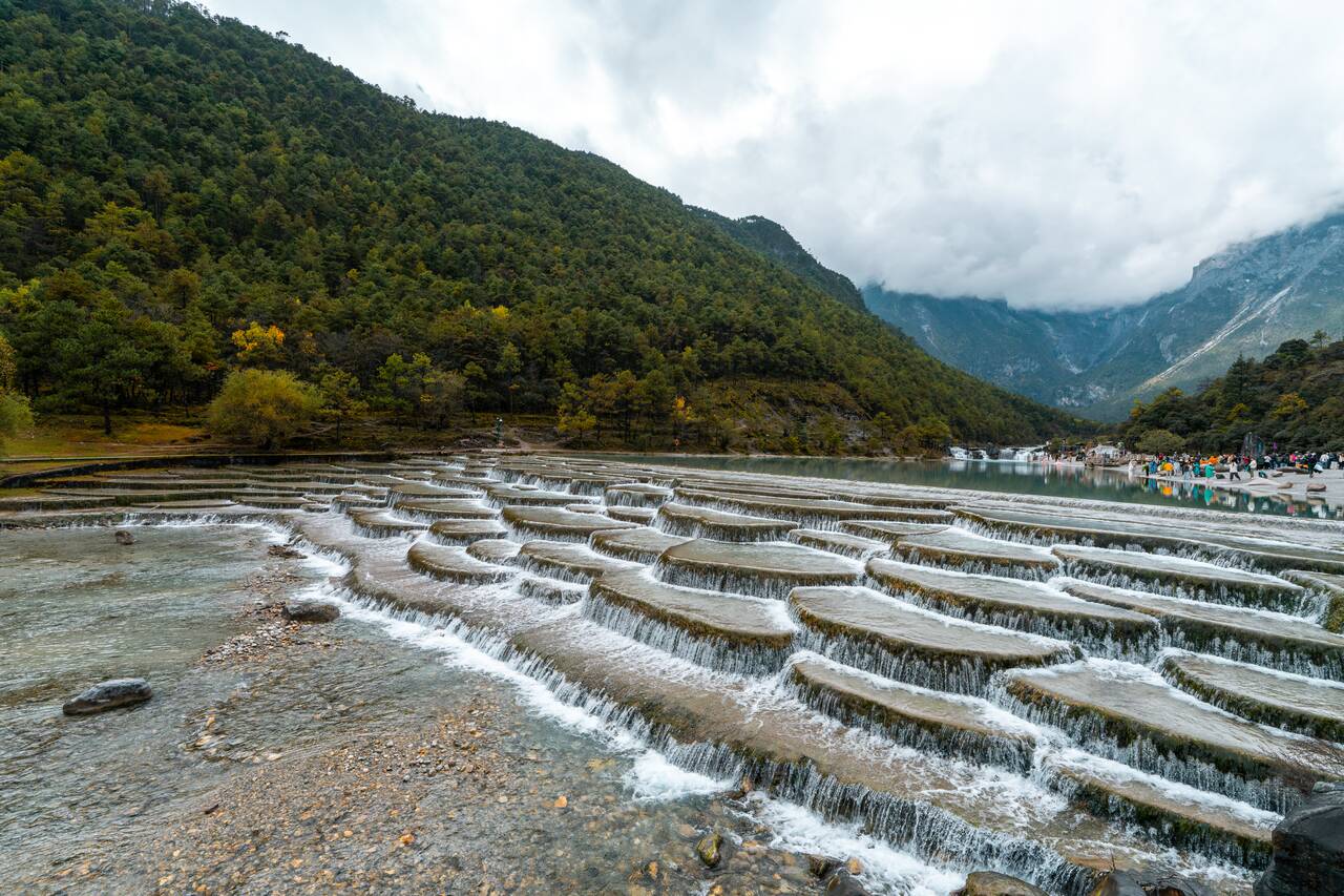 Cascaded man made waterfall at Blue Moon Valley