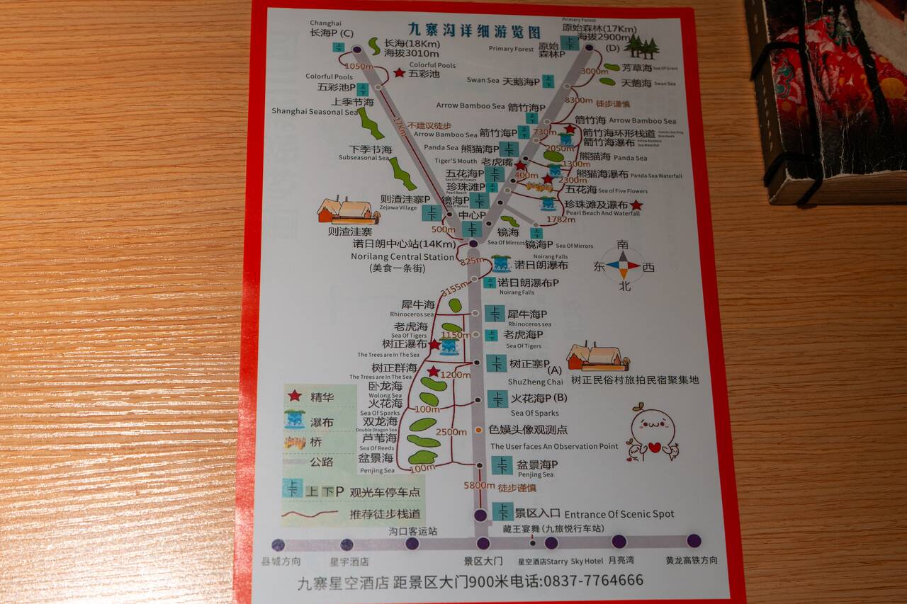 Jiuzhaigou Points of Interest Map