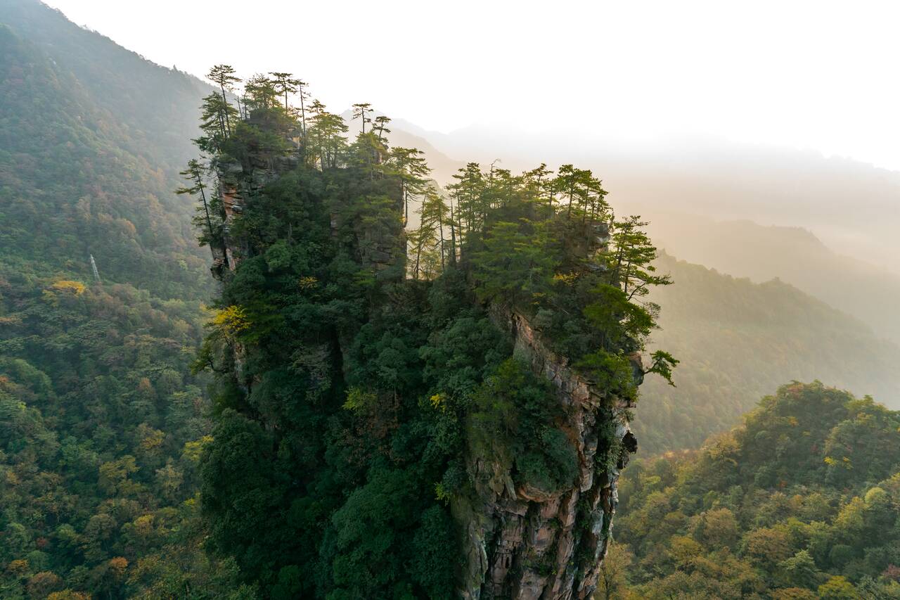 A mountain seen from the cable car in Zhangjiajie