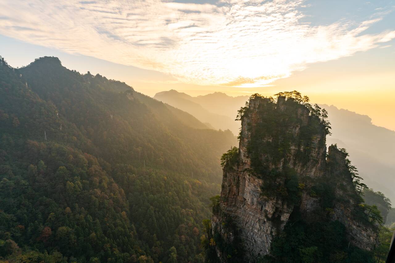 Sunrise at Zhangjiajie from the cable car