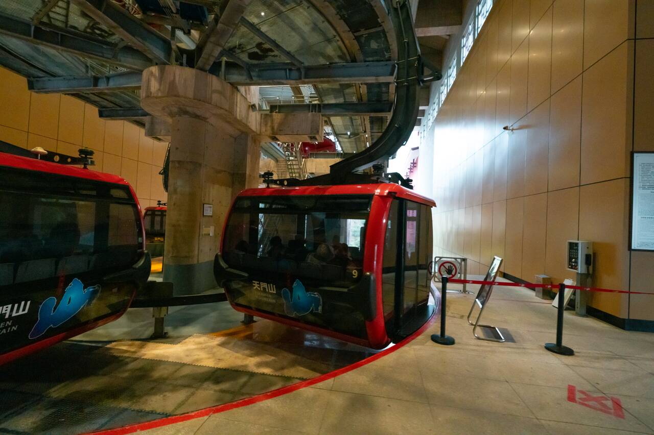 The new cable car up Tianmen Mountain