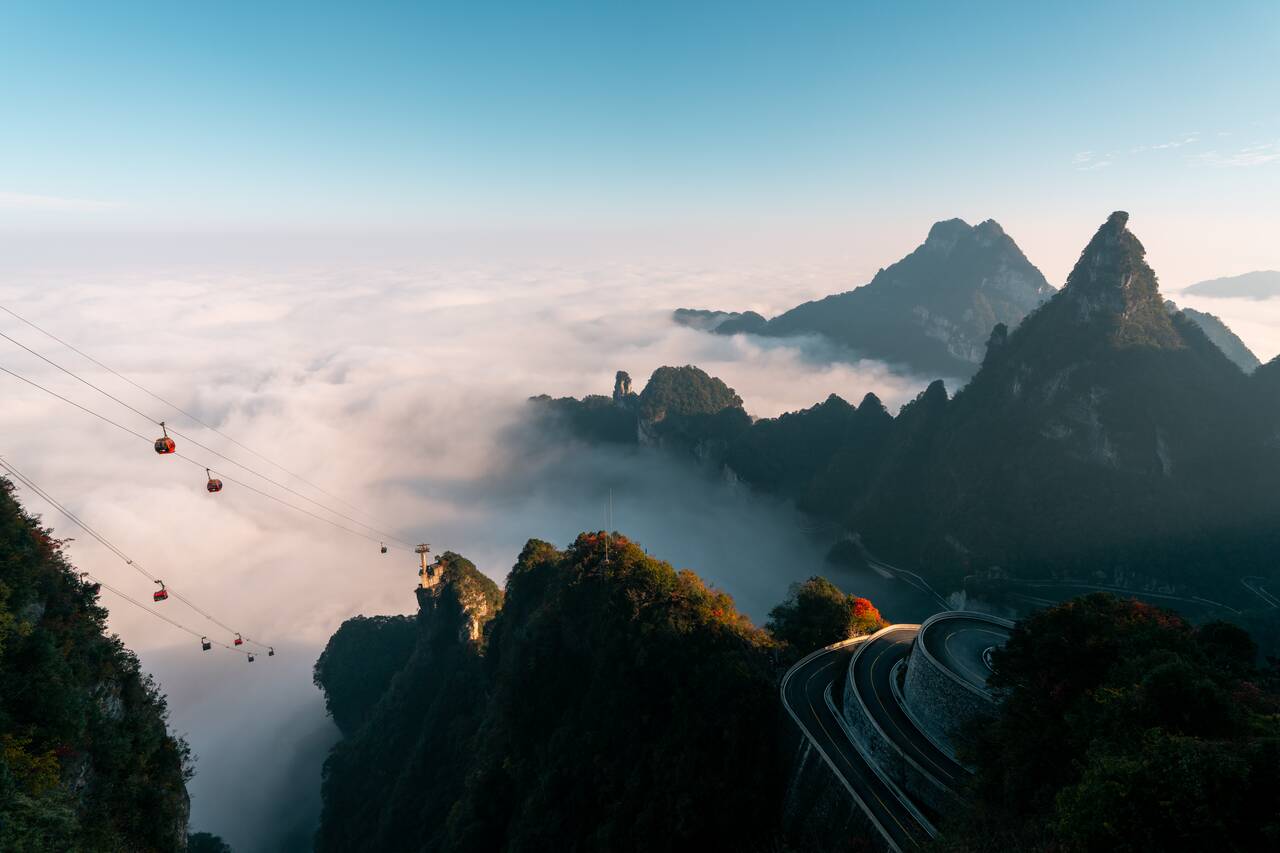 Sunrise view from Tianmen Mountain