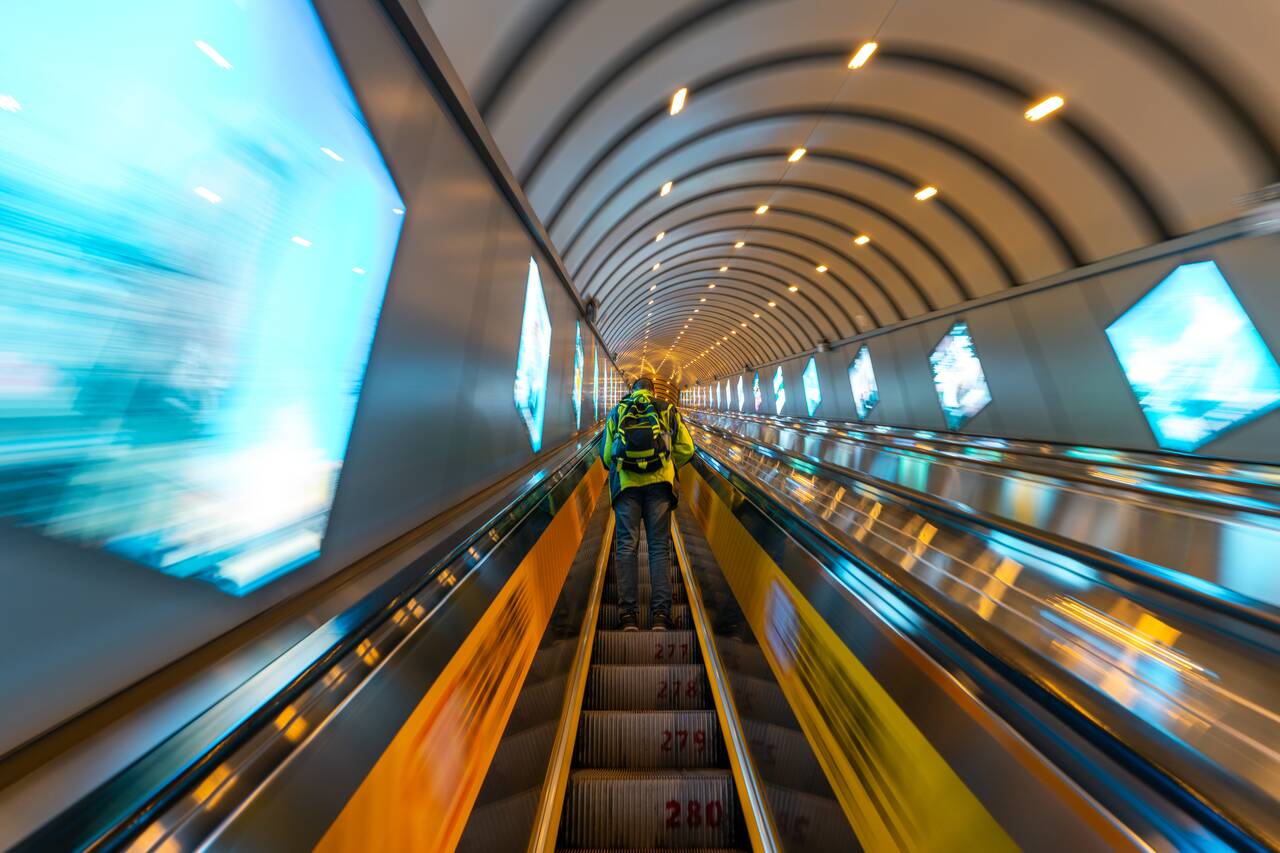 An escalator at Tianmen Mountain