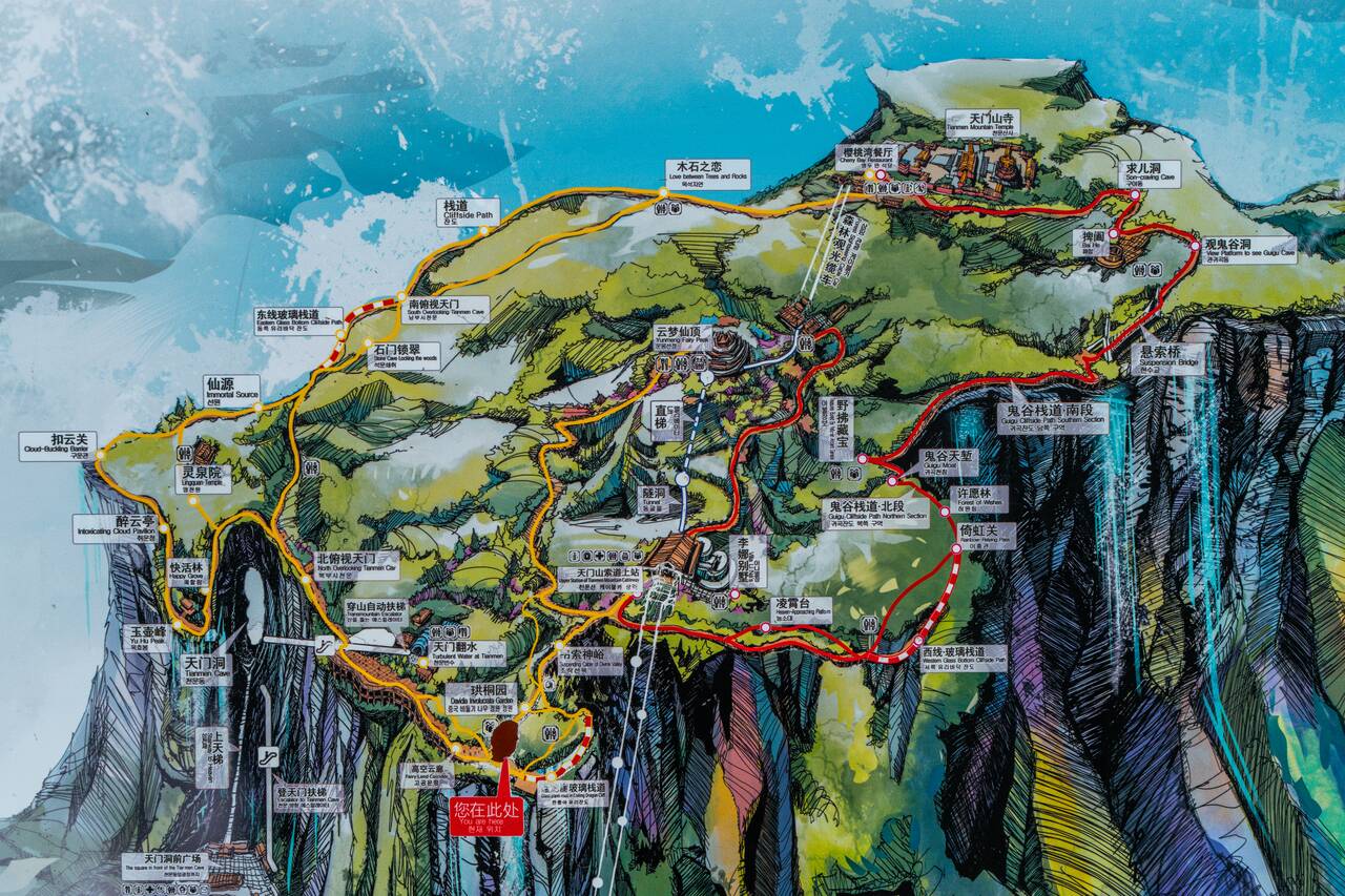 Tianmen Mountain Places to Visit Map