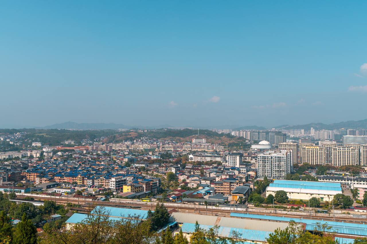 Zhangjiajie City seen from the cable car
