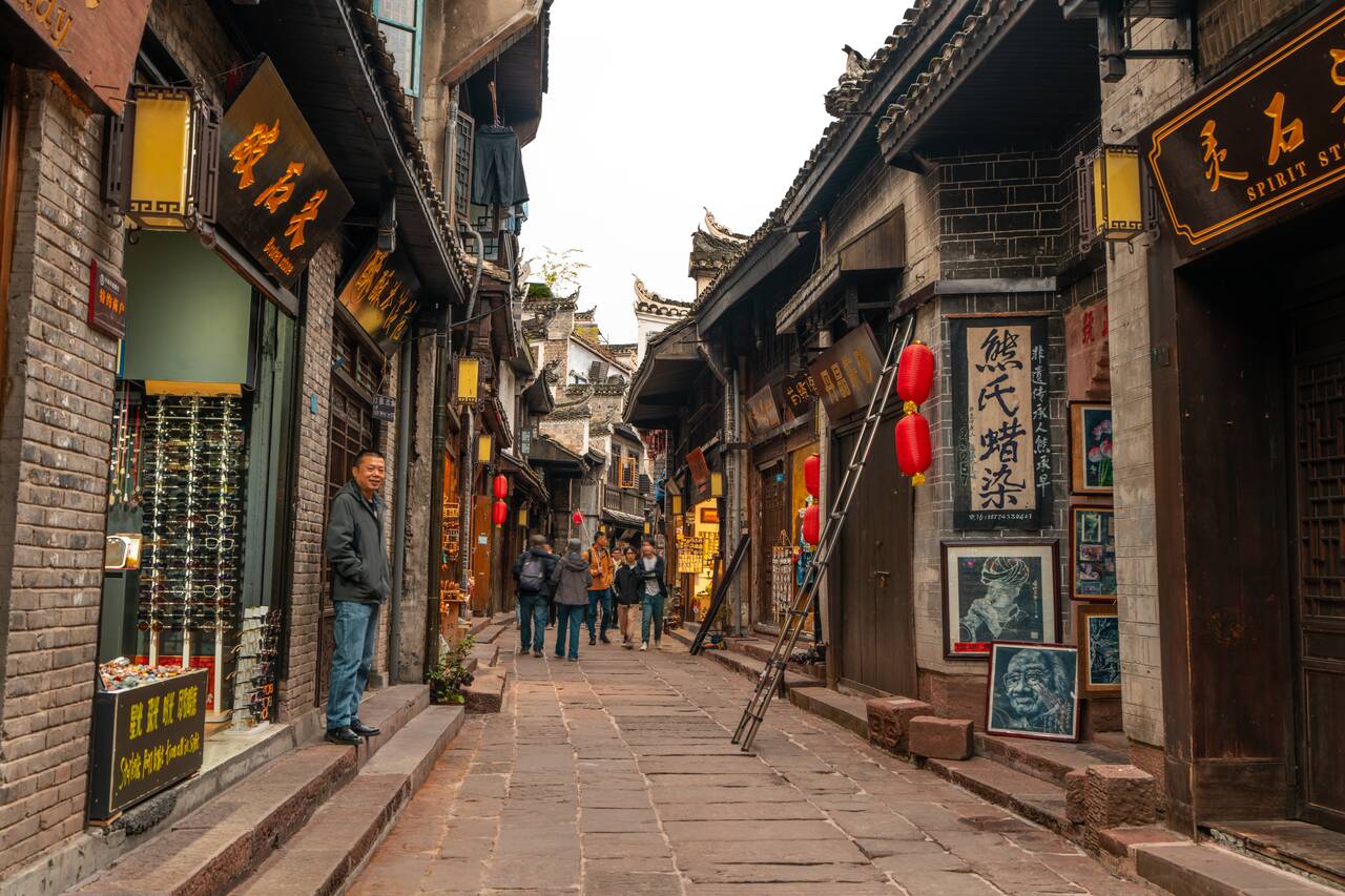 Busy street at Fenghuang