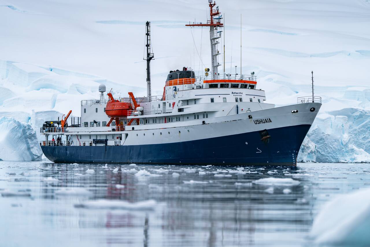 Antarpply's Ushuaia ship in Antarctica