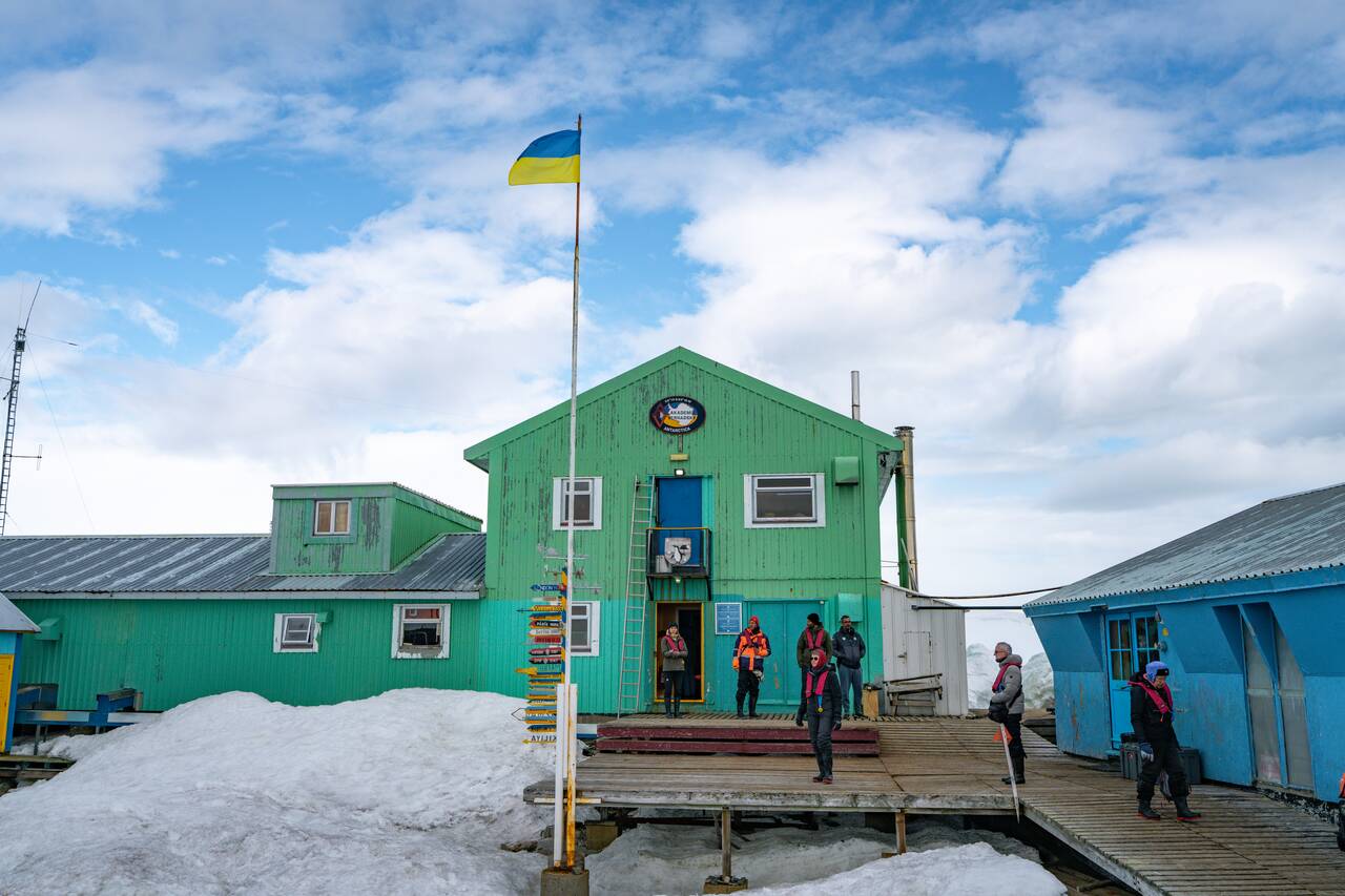 The entrance to Vernadsky Station in Antarctica