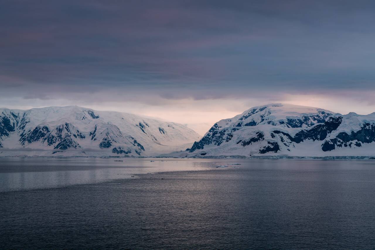 Morning in Antarctica at Orne Harbor