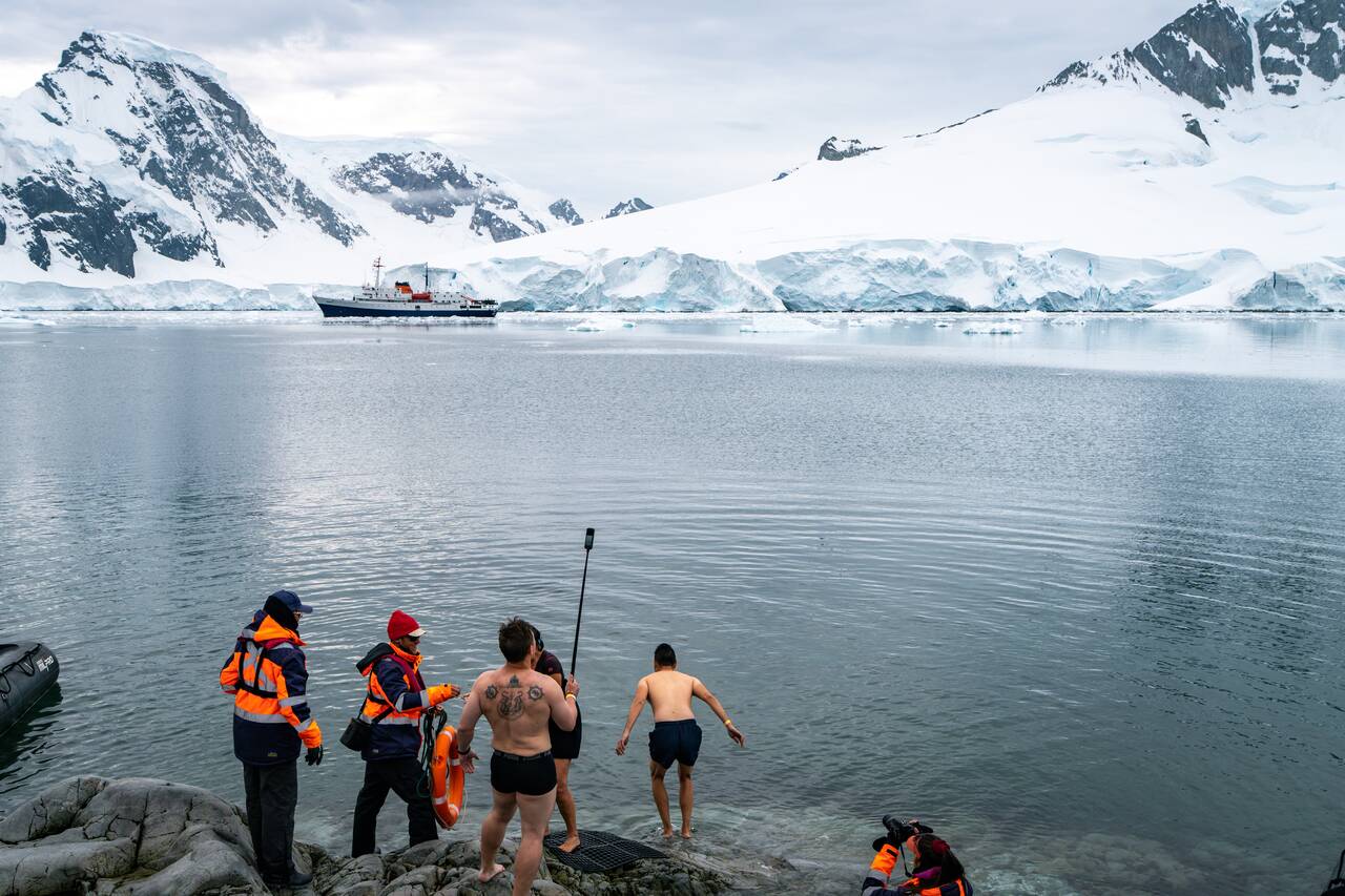 Me about to do polar plunge in Antarctica