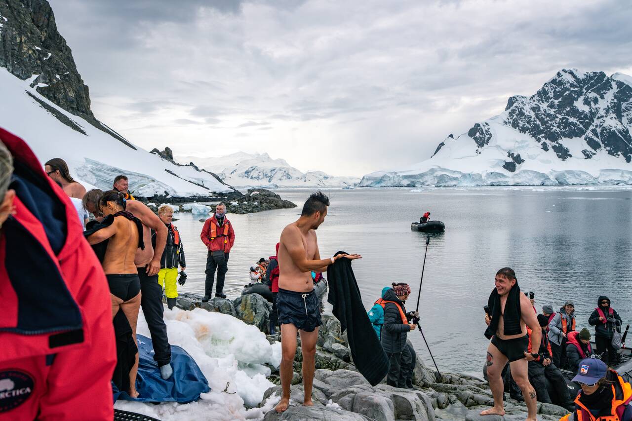 Me after doing polar plunge in Antarctica