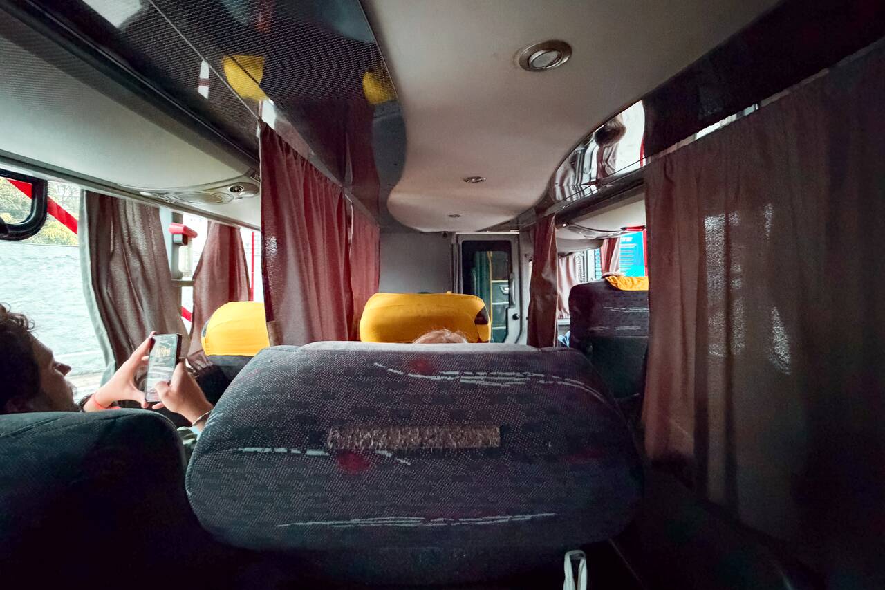 Inside an overnight bus in Brazil at Leito Individual Seat
