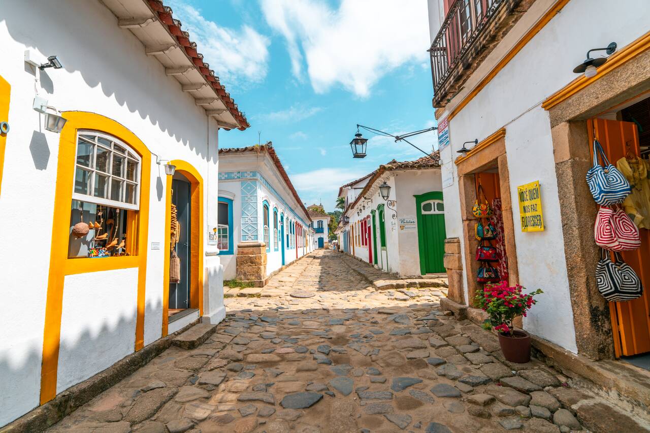 Local Handicraft Shops along the street in Paraty
