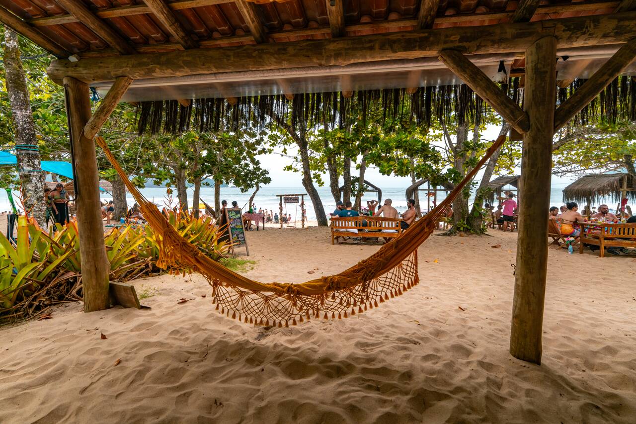 A hammock at one of the restaurants in Praia do Sono
