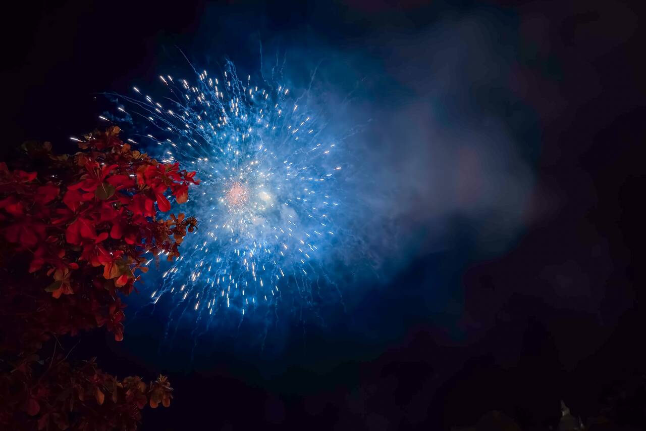 Blue firework over Paraty