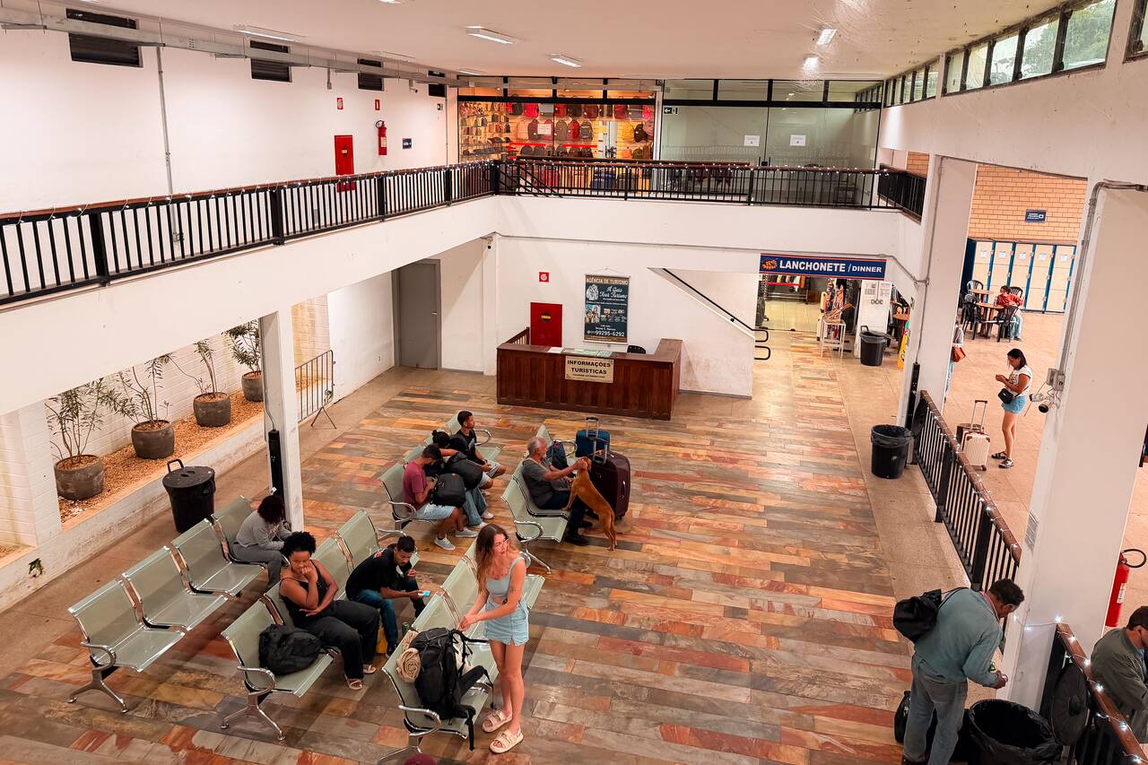 The waiting area of Ouro Preto Bus Terminal