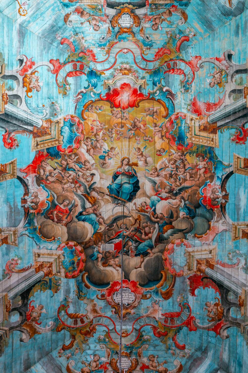 The celing murals at Igreja de São Francisco de Assis