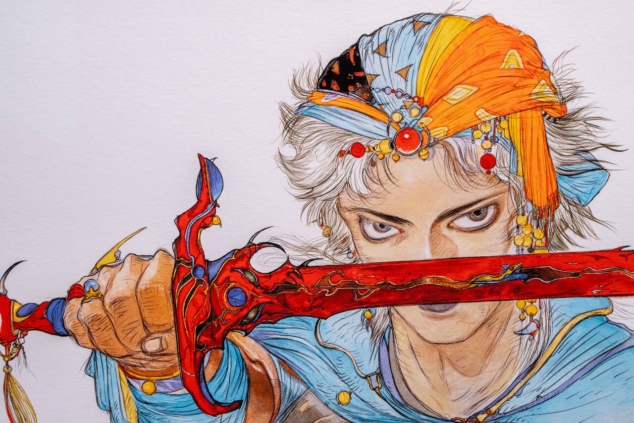Amano's linework from Final Fantasy exhibition at Bank of Brazil Cultural Center