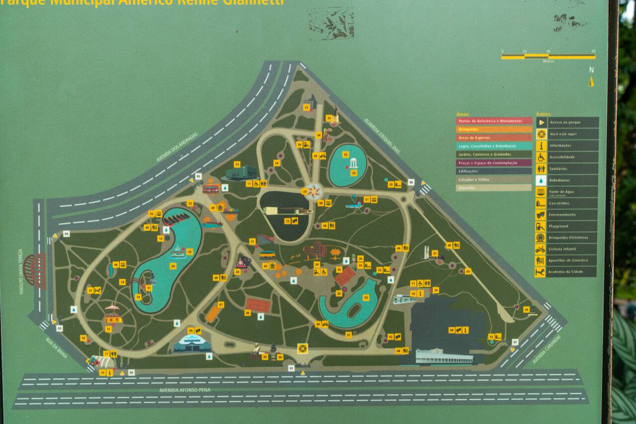 The map of Américo Renné Giannetti City Park