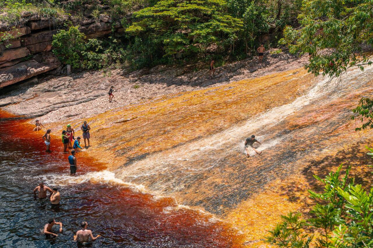 A person sliding down from Ribeirão do Meio